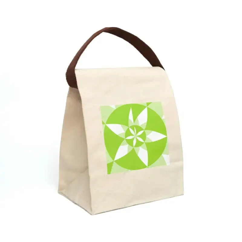 Cotton Canvas Lunch Bag with Green Abstract Pattern