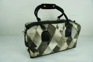 Cowhide Patchwork Duffel Bag | Natural Cowhide Duffel Bag | Hair-On-Leather Travel Bag | Cowhide Luggage Bag | Handmade Duffel Bag | DB91