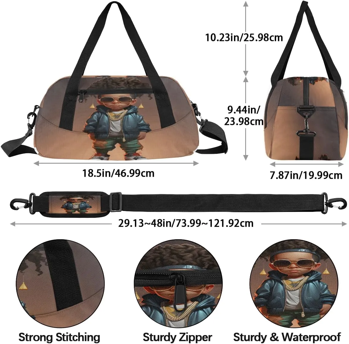 Curly Boys Kids Duffle Bag Boys Girls Small Sport Dance Gym Bag for Overnight Travel Weekender Carry On