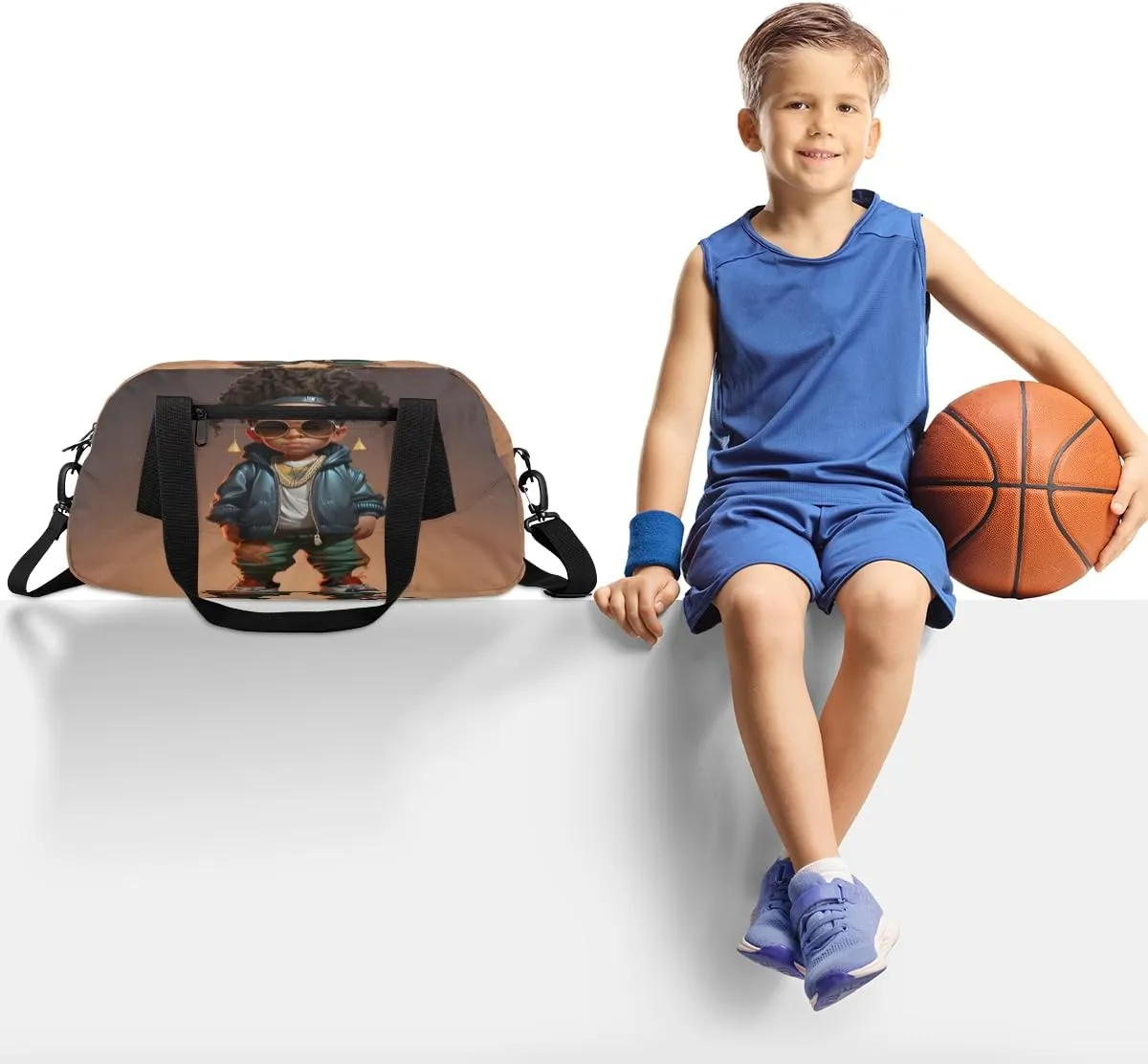 Curly Boys Kids Duffle Bag Boys Girls Small Sport Dance Gym Bag for Overnight Travel Weekender Carry On