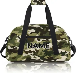 Custom Camo Small Gym Bag 18 inch for Women Men Personalized Camo Carry On Overnight Weekender Bag for Travel Work Dance Sport