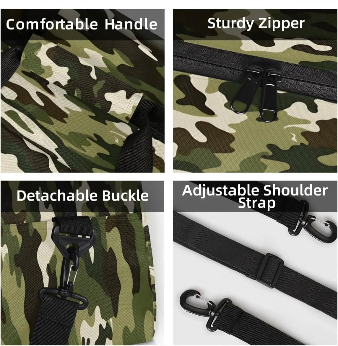 Custom Camo Small Gym Bag 18 inch for Women Men Personalized Camo Carry On Overnight Weekender Bag for Travel Work Dance Sport