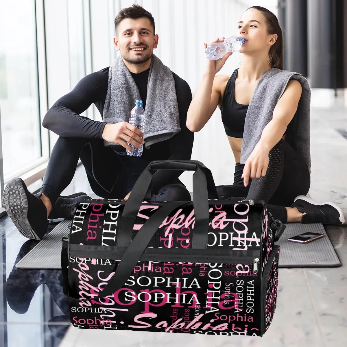 Custom Duffel Bag Luggage Bag for Travel Women Men Large Gym Bag Pink Monogram Duffel Bag for Women Weekender Carry on Duffle Bags Men