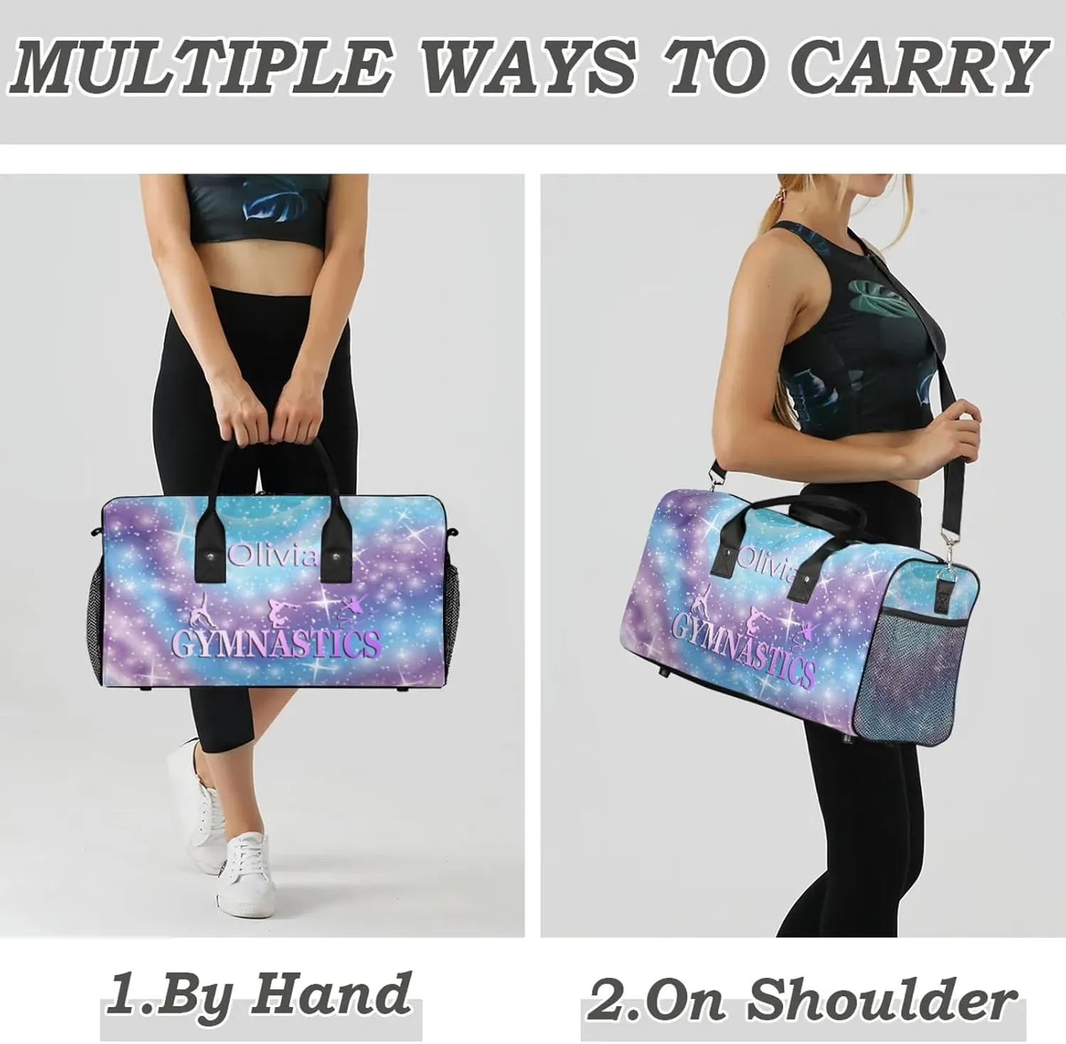 Custom Gymnastics Duffel Bag Personalized Name Dance Ballet Bags Waterproof