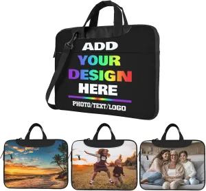 Custom Laptop Bag, Personalized Shoulder Bag for Laptop Add Your Photo Text, Customized Portable Computer Bag Gifts for Men