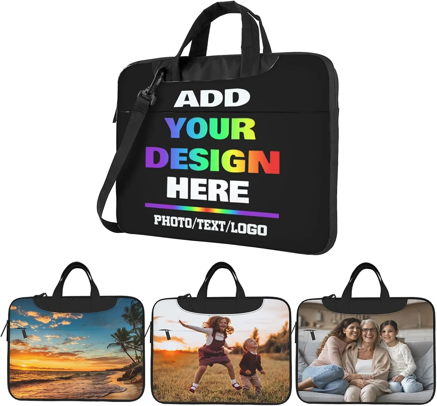 Custom Laptop Bag, Personalized Shoulder Bag for Laptop Add Your Photo Text, Customized Portable Computer Bag Gifts for Men