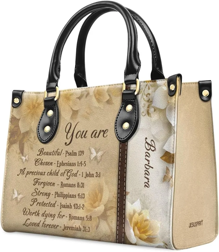 Custom Name Leather Handbags For Women - Christmas Gifts For Women - Christian Gifts
