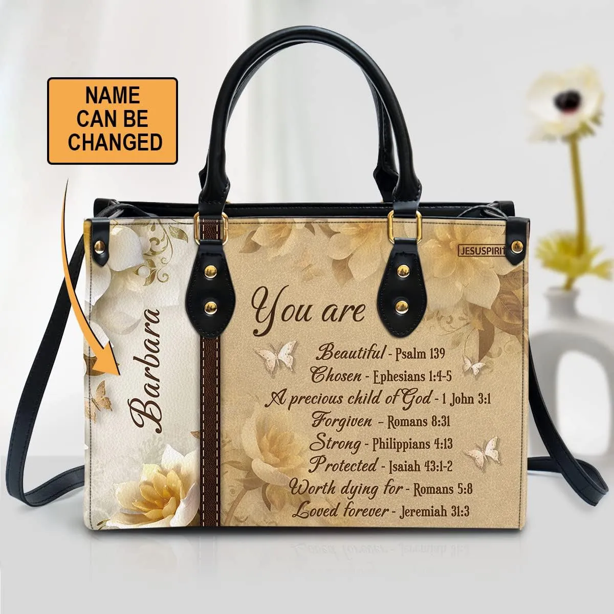 Custom Name Leather Handbags For Women - Christmas Gifts For Women - Christian Gifts