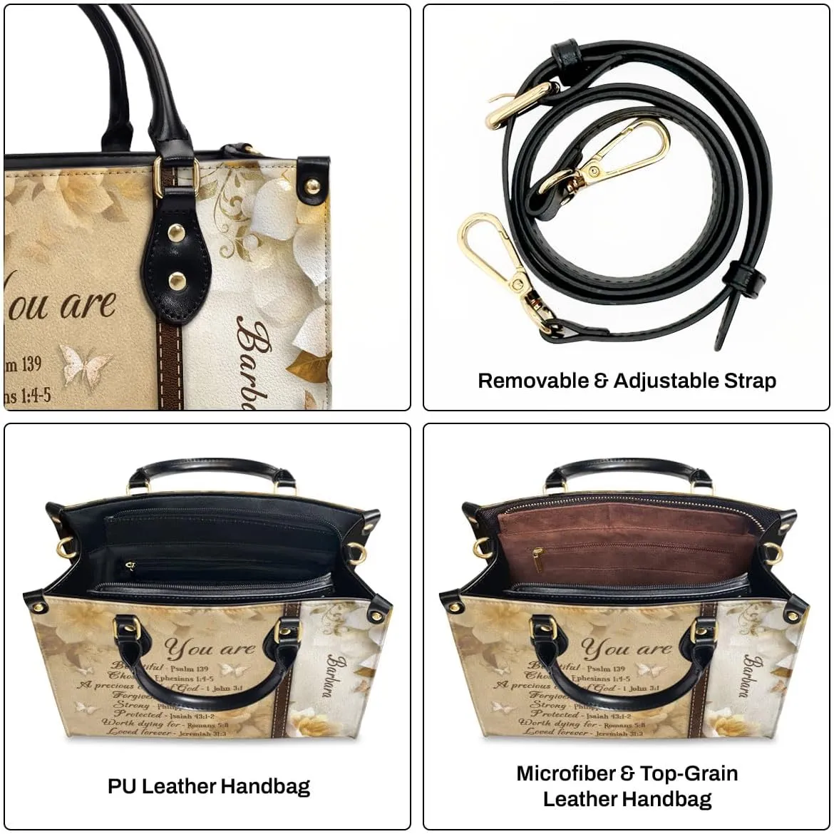 Custom Name Leather Handbags For Women - Christmas Gifts For Women - Christian Gifts