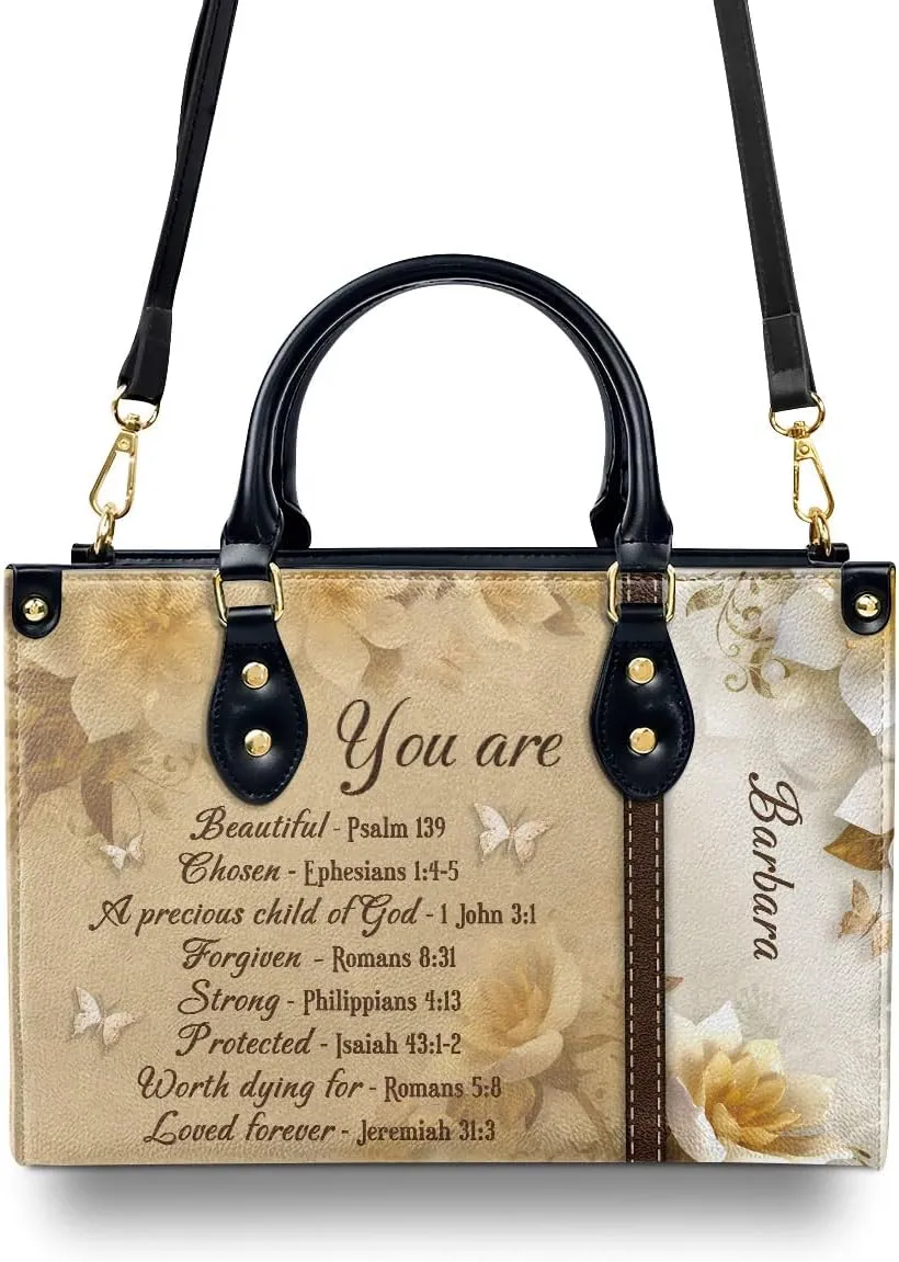 Custom Name Leather Handbags For Women - Christmas Gifts For Women - Christian Gifts