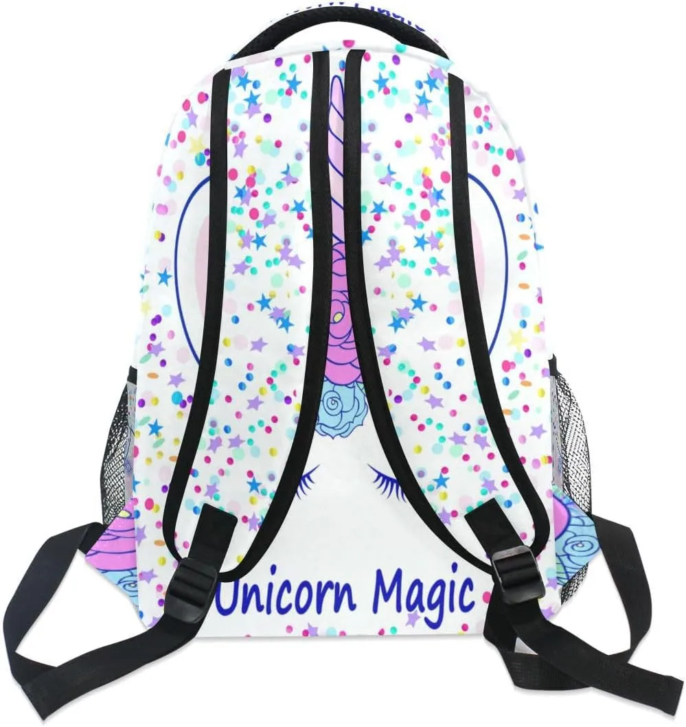 Custom Name Unicorn Backpack for Girls Pink Magic School Bags Bookbags for Teen Kids Travel Laptop Daypack Bag Purse
