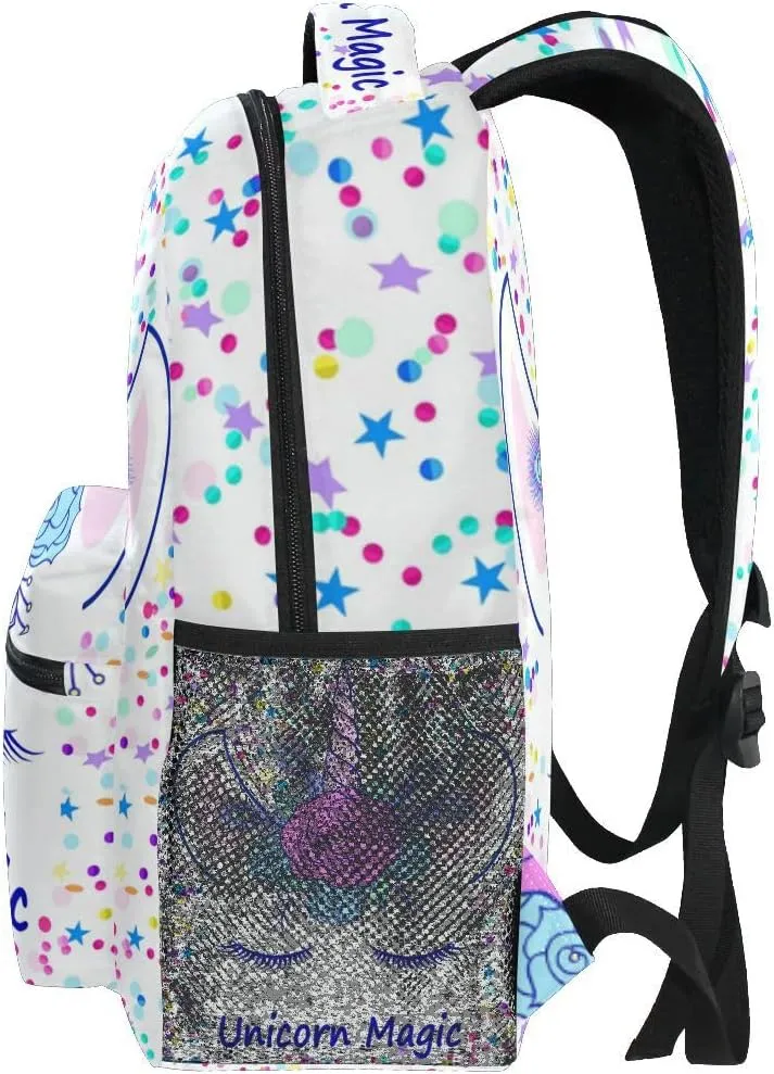 Custom Name Unicorn Backpack for Girls Pink Magic School Bags Bookbags for Teen Kids Travel Laptop Daypack Bag Purse