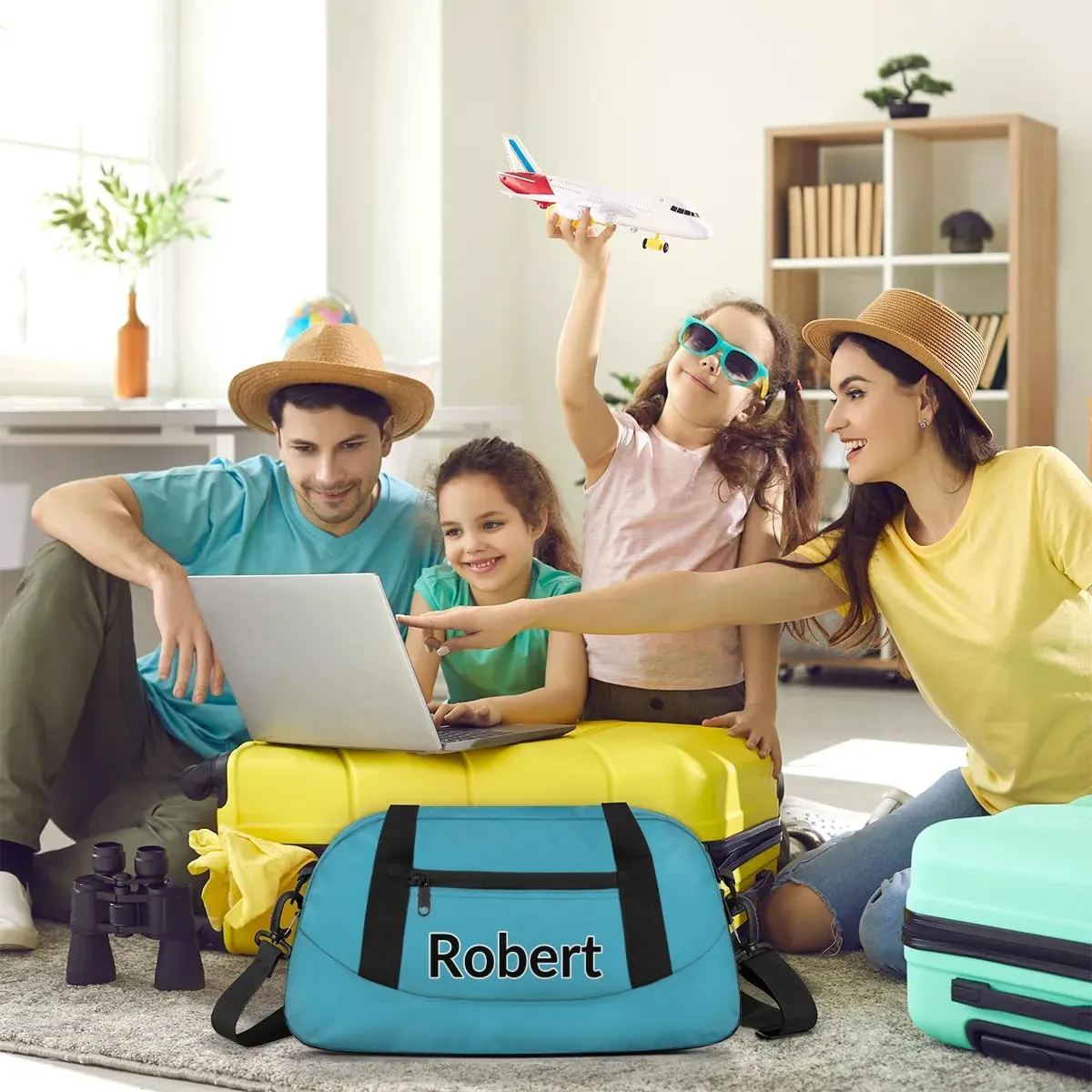 Custom Sport Gym Bag, Personalized Name Overnight Duffel Bag for Boys Girls Dance Weekender Bags Travel Tote Bag, Blue B