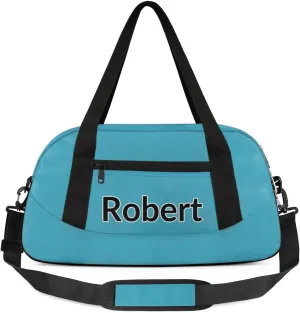 Custom Sport Gym Bag, Personalized Name Overnight Duffel Bag for Boys Girls Dance Weekender Bags Travel Tote Bag, Blue B