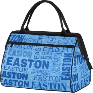 Custom Sport Gym Duffel Bag with Name Personalized Travel Overnight Bag Waterproof Customized Dance Bag Carry-On Tote 15.2in, Blue Cracked