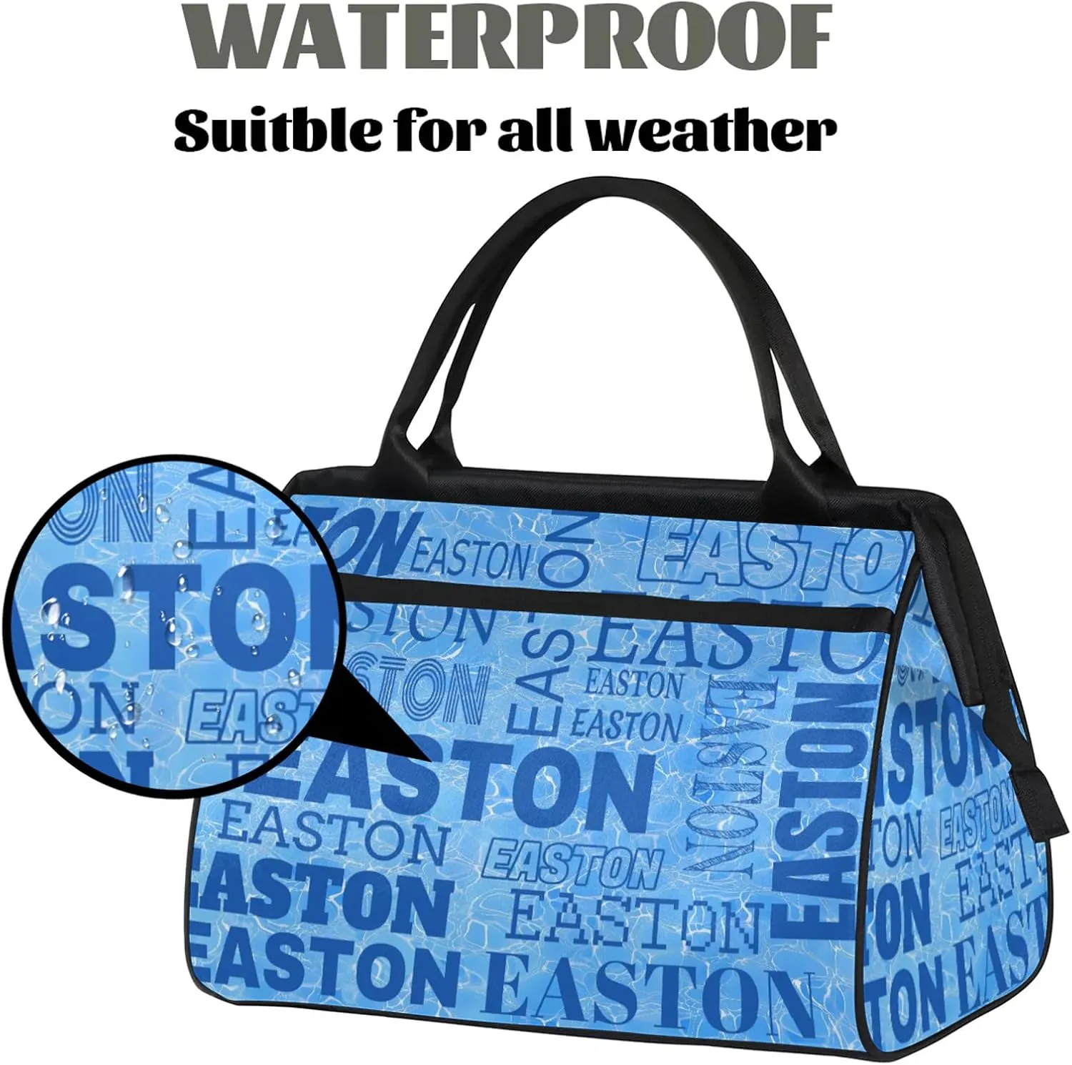Custom Sport Gym Duffel Bag with Name Personalized Travel Overnight Bag Waterproof Customized Dance Bag Carry-On Tote 15.2in, Blue Cracked