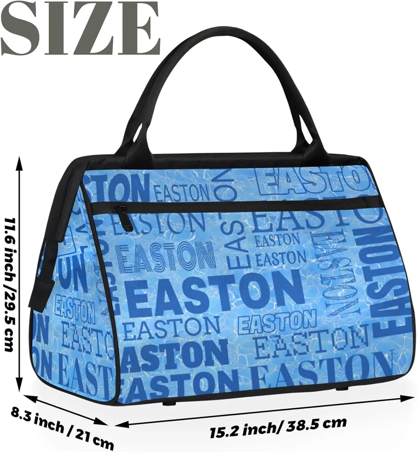 Custom Sport Gym Duffel Bag with Name Personalized Travel Overnight Bag Waterproof Customized Dance Bag Carry-On Tote 15.2in, Blue Cracked