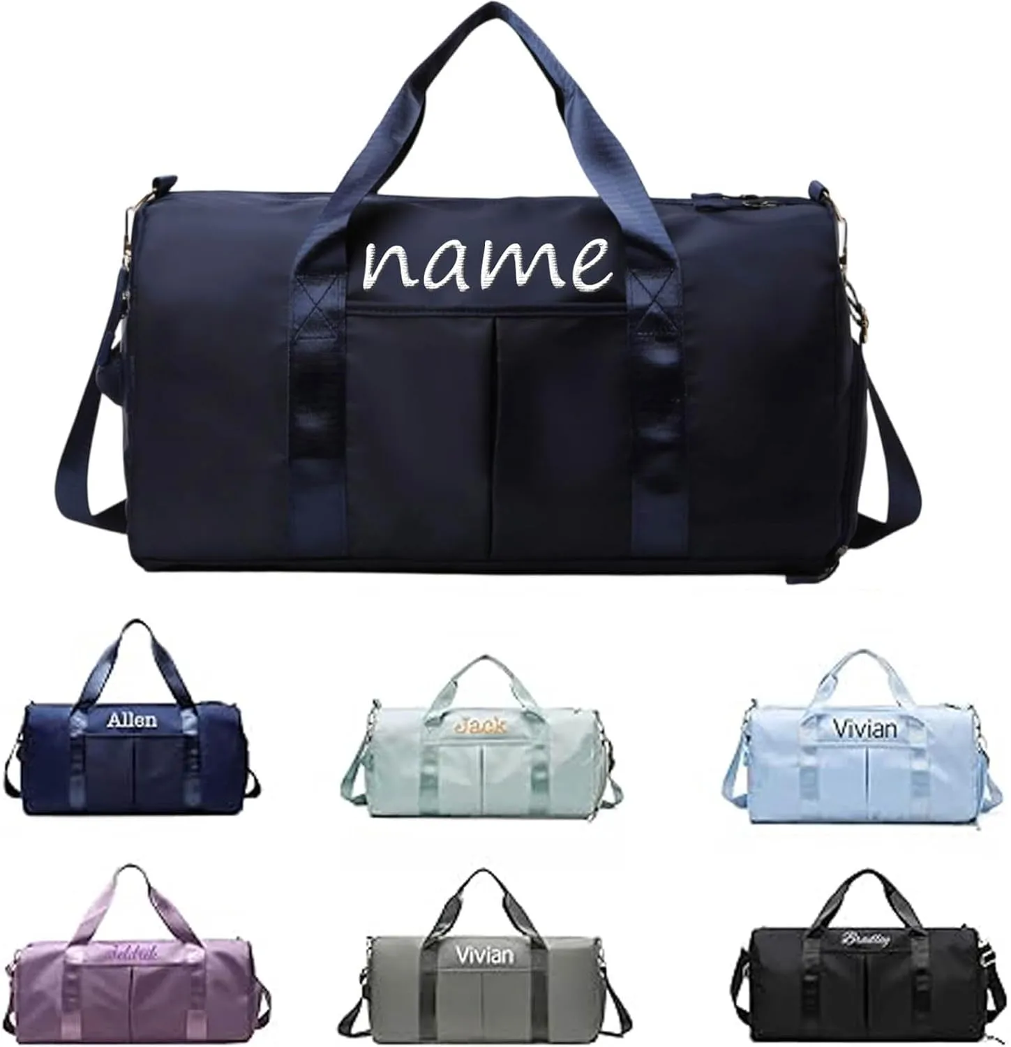 CustomDuffle Bag 10 Colors - Embroidered Name | Custom Bags for Women/Men | Waterproof Gym Bag for Fitness/Travel/Swim
