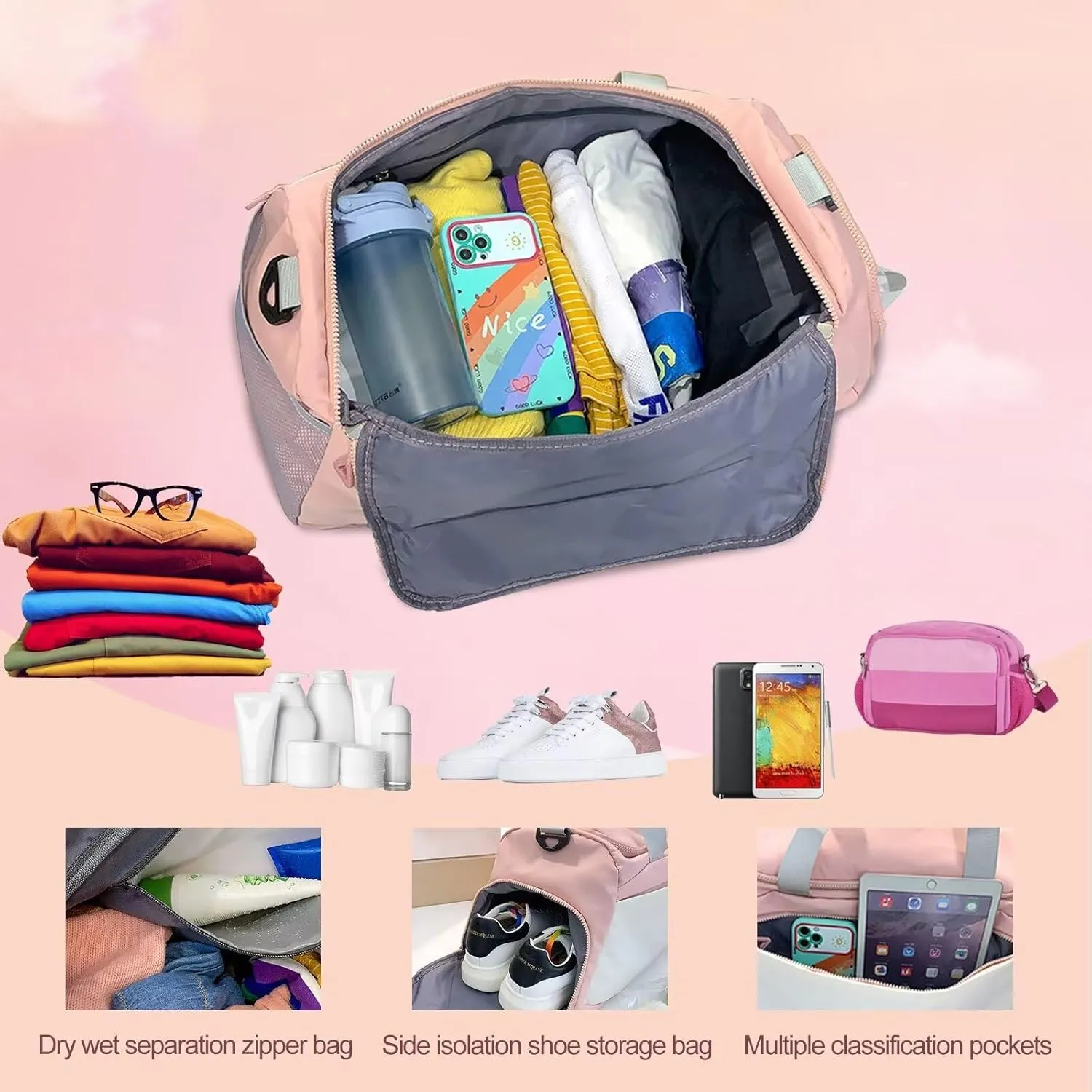 Customized Duffel Bag,Personalized Women's Gym Yoga Bag,Customizable Name Waterproof Gym Bag,Weekend Travel Bag,Adjustable Shoulder Strap Backpack,Gift for Women and men