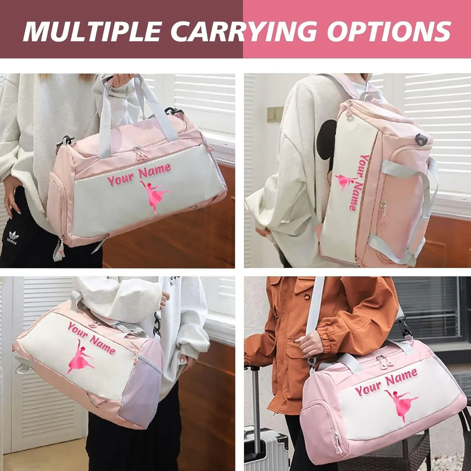 Customized Duffel Bag,Personalized Women's Gym Yoga Bag,Customizable Name Waterproof Gym Bag,Weekend Travel Bag,Adjustable Shoulder Strap Backpack,Gift for Women and men