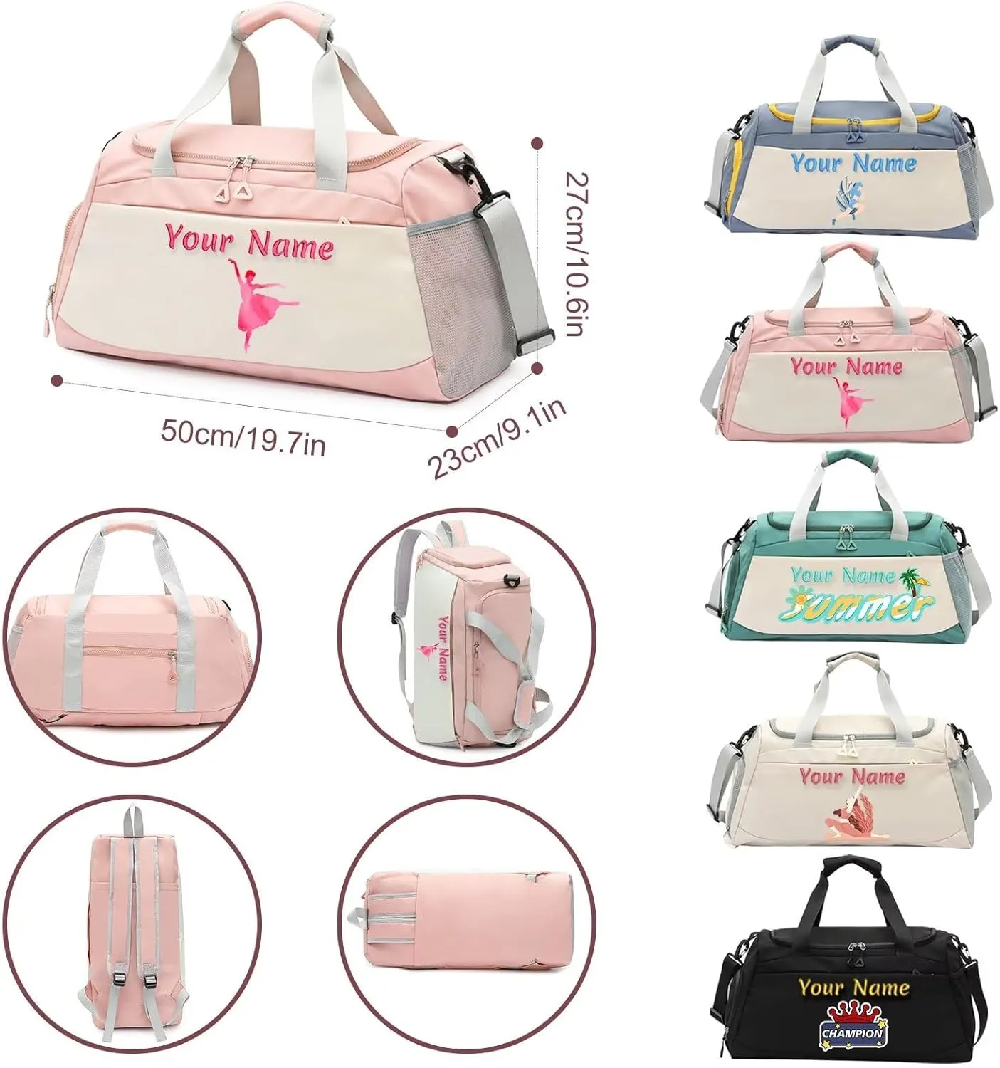 Customized Duffel Bag,Personalized Women's Gym Yoga Bag,Customizable Name Waterproof Gym Bag,Weekend Travel Bag,Adjustable Shoulder Strap Backpack,Gift for Women and men