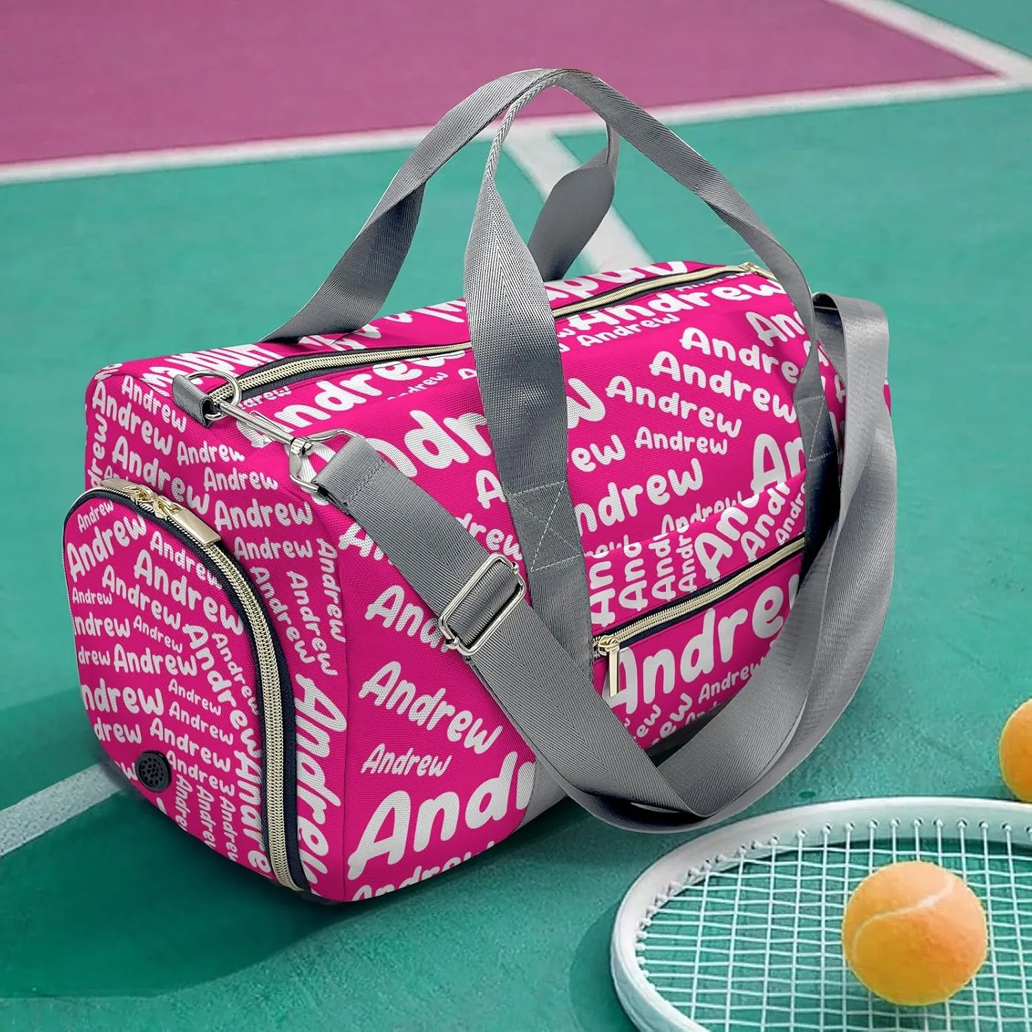 Customized Travel Duffel Bag with Name Weekender Overnight Bags Rose Personalized Sports Gym Bag Waterproof Luggage Bag for Women