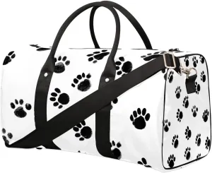 Cute Animal Paw Print Travel Duffel Bag for Women Men Waterproof Foldable Overnight Weekender Bag Large Capacity Sports Gym Bag