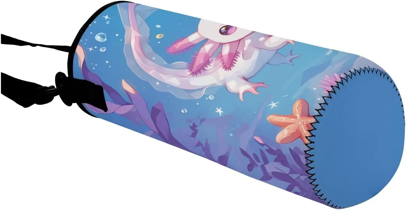 Cute Axolotl Print Backpack for Kids 5-7,Kawaii Animal Theme School Backpack with Lunch Box Pencil Case Cup Sleeve for Girls Boys 4 in 1 Schoolbag Elementary Book Bag Cute Lunch Tote
