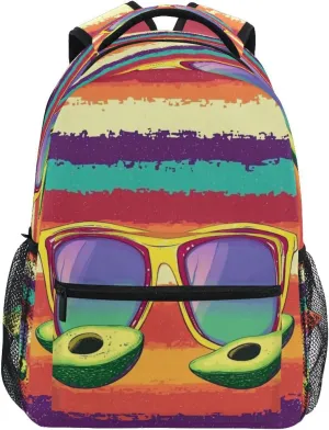 Cute Backpack for Women Men Fashion Diaper Bag Backpack with Chest Strap for Business Work College Travel Trip Mexican Style Cinco De Mayo Sunglasses Avocados