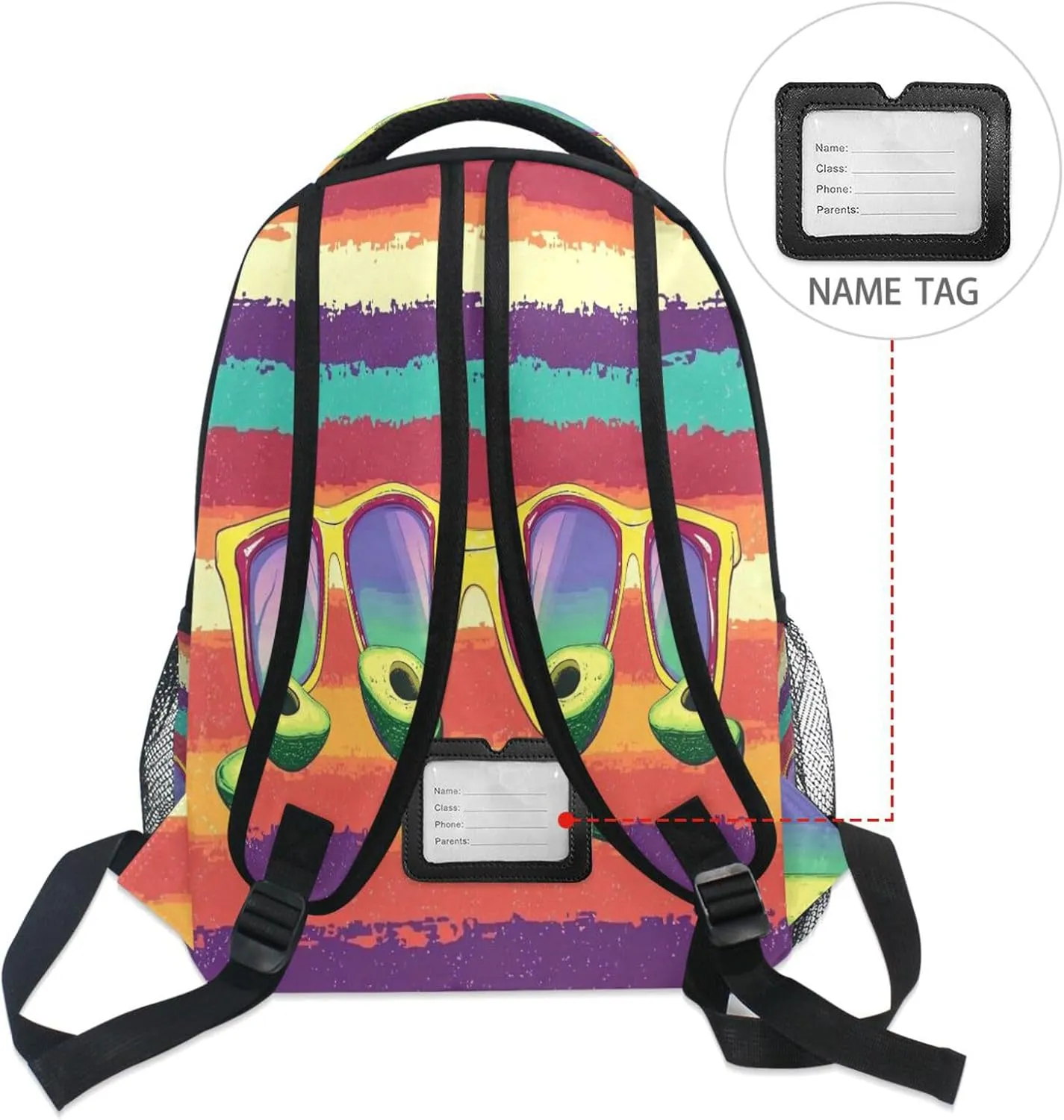 Cute Backpack for Women Men Fashion Diaper Bag Backpack with Chest Strap for Business Work College Travel Trip Mexican Style Cinco De Mayo Sunglasses Avocados