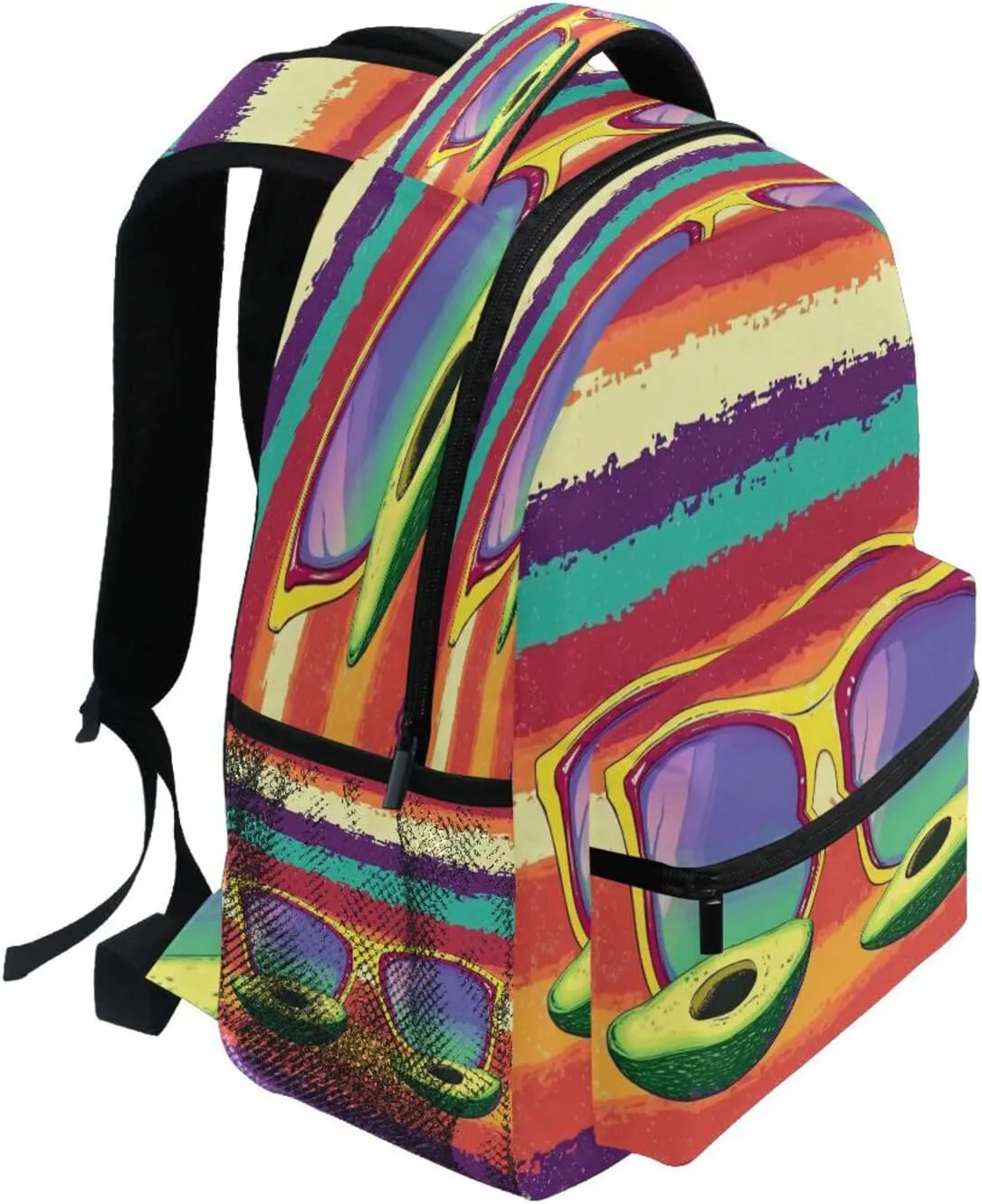 Cute Backpack for Women Men Fashion Diaper Bag Backpack with Chest Strap for Business Work College Travel Trip Mexican Style Cinco De Mayo Sunglasses Avocados