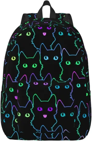 Cute Cats Silhouettes Backpack 17.7 Inch Laptop Backpack Travel Hiking Daypack Multipurpose Bookbag For Men Women