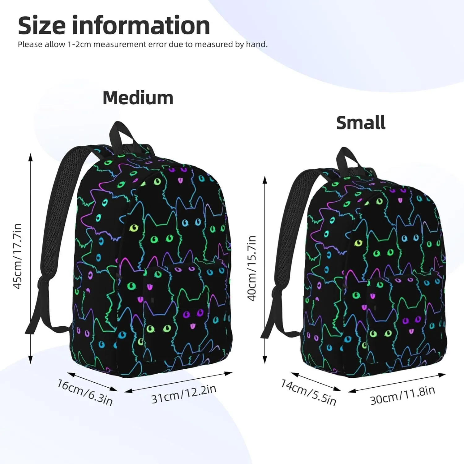 Cute Cats Silhouettes Backpack 17.7 Inch Laptop Backpack Travel Hiking Daypack Multipurpose Bookbag For Men Women