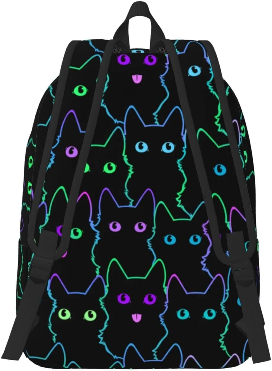Cute Cats Silhouettes Backpack 17.7 Inch Laptop Backpack Travel Hiking Daypack Multipurpose Bookbag For Men Women