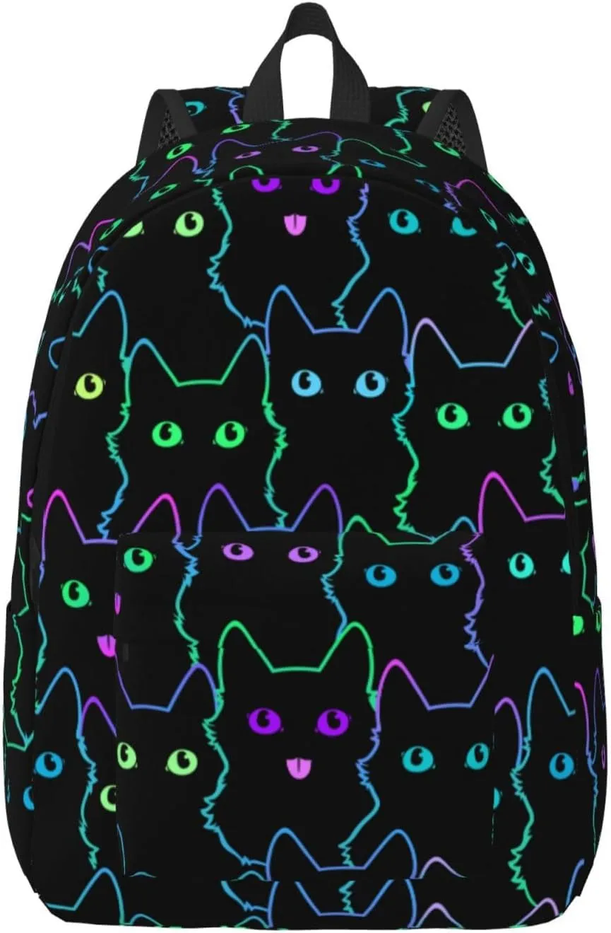Cute Cats Silhouettes Backpack 17.7 Inch Laptop Backpack Travel Hiking Daypack Multipurpose Bookbag For Men Women