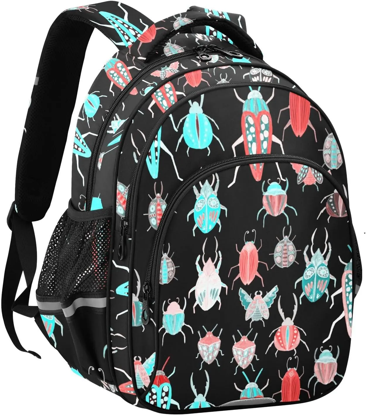 Cute Colorful Beetles Pattern Backpack for Kids Elementary School Bag Boys Girls Bookbag Travel Backpack Daypack
