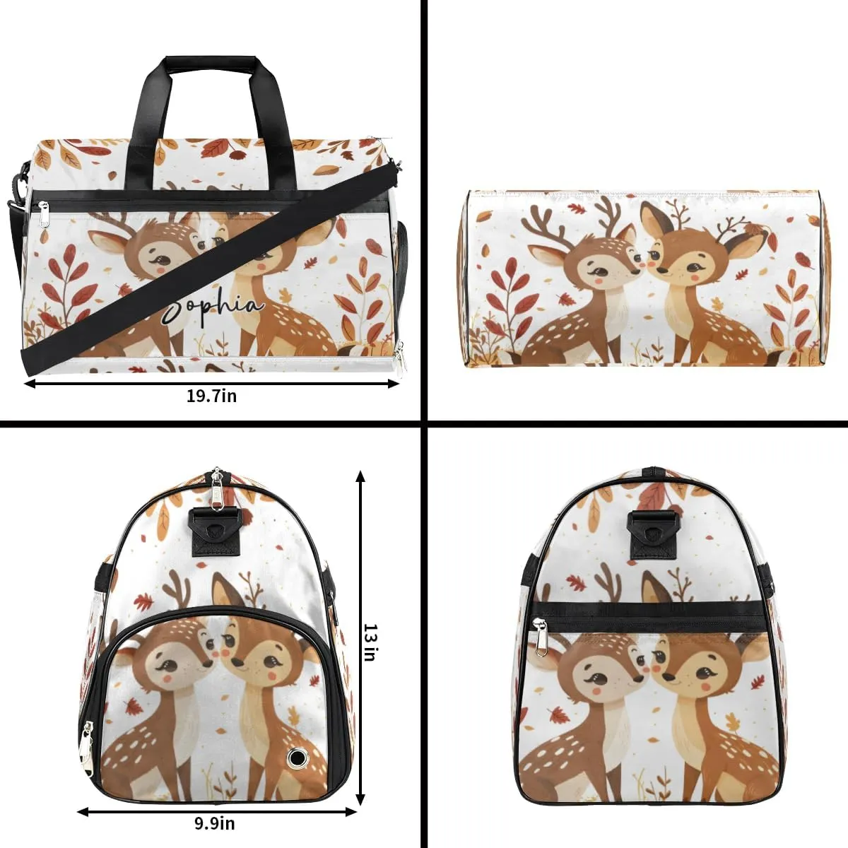 Cute Deer Gym Bag for Adults Personalized Duffel Bag for Men Large luggage Bags for Women Travel Tote Bag Gym Accessories for Men Women