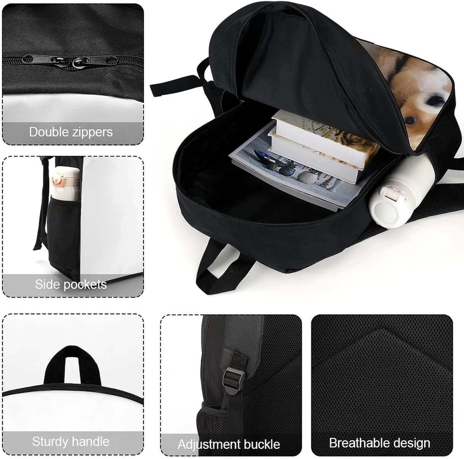 Cute Dogs Backpack, Laptop Backpack for Men, 17 Inch Travel Hiking Daypack, Casual Backpack