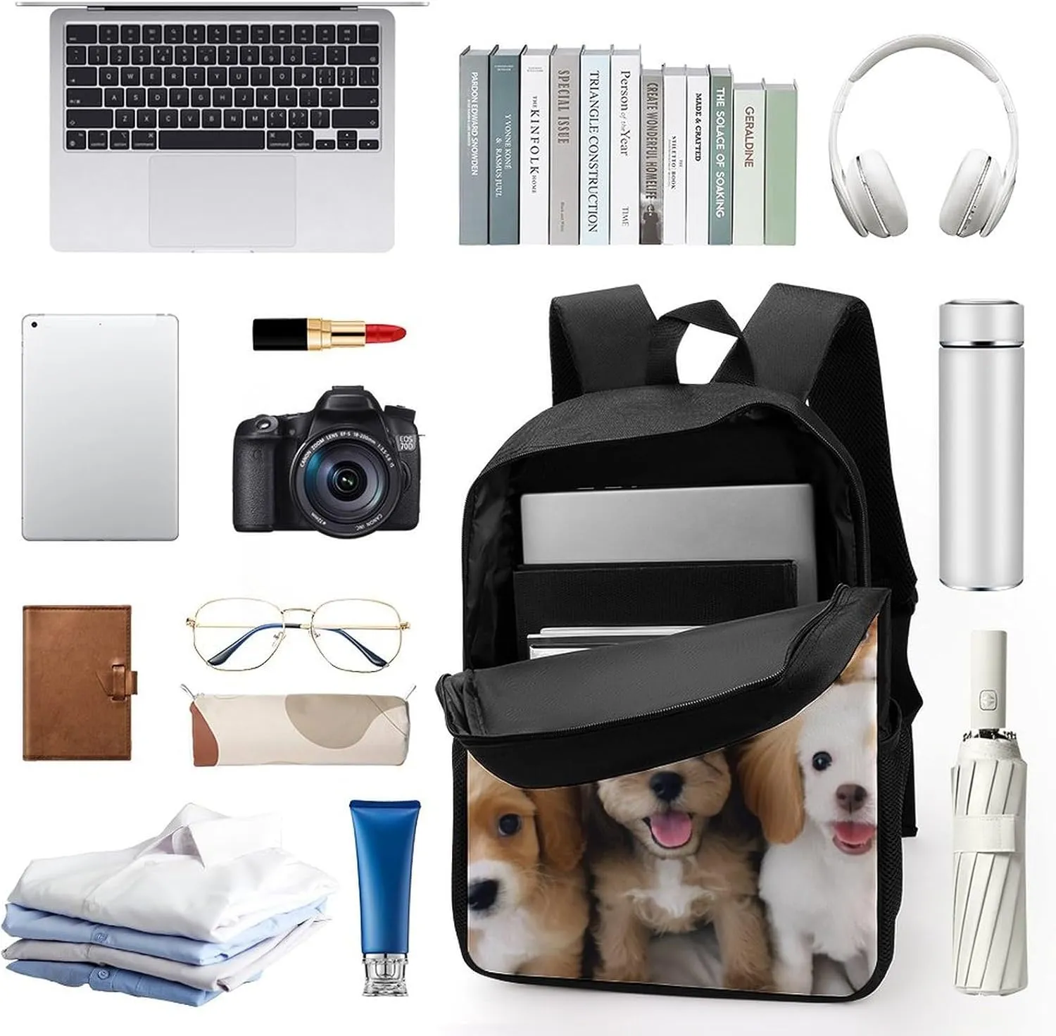 Cute Dogs Backpack, Laptop Backpack for Men, 17 Inch Travel Hiking Daypack, Casual Backpack