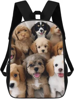 Cute Dogs Backpack, Laptop Backpack for Men, 17 Inch Travel Hiking Daypack, Casual Backpack