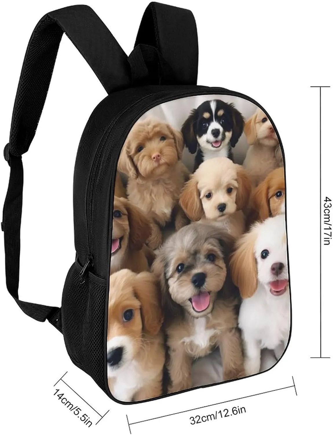 Cute Dogs Backpack, Laptop Backpack for Men, 17 Inch Travel Hiking Daypack, Casual Backpack