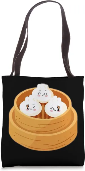 Cute Kawaii Foodie Dim Sum Dumplings Winking Tote Bag