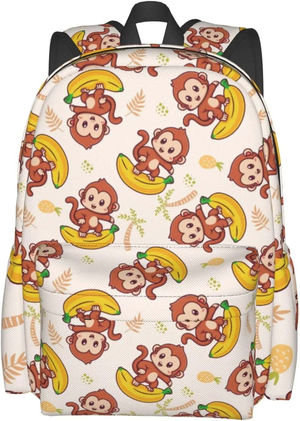 Cute Monkey Banana Multipurpose School Bag Bookbag for Teenage Boys Girls Daily Backpack