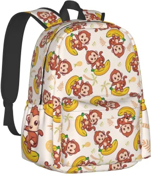 Cute Monkey Banana Multipurpose School Bag Bookbag for Teenage Boys Girls Daily Backpack