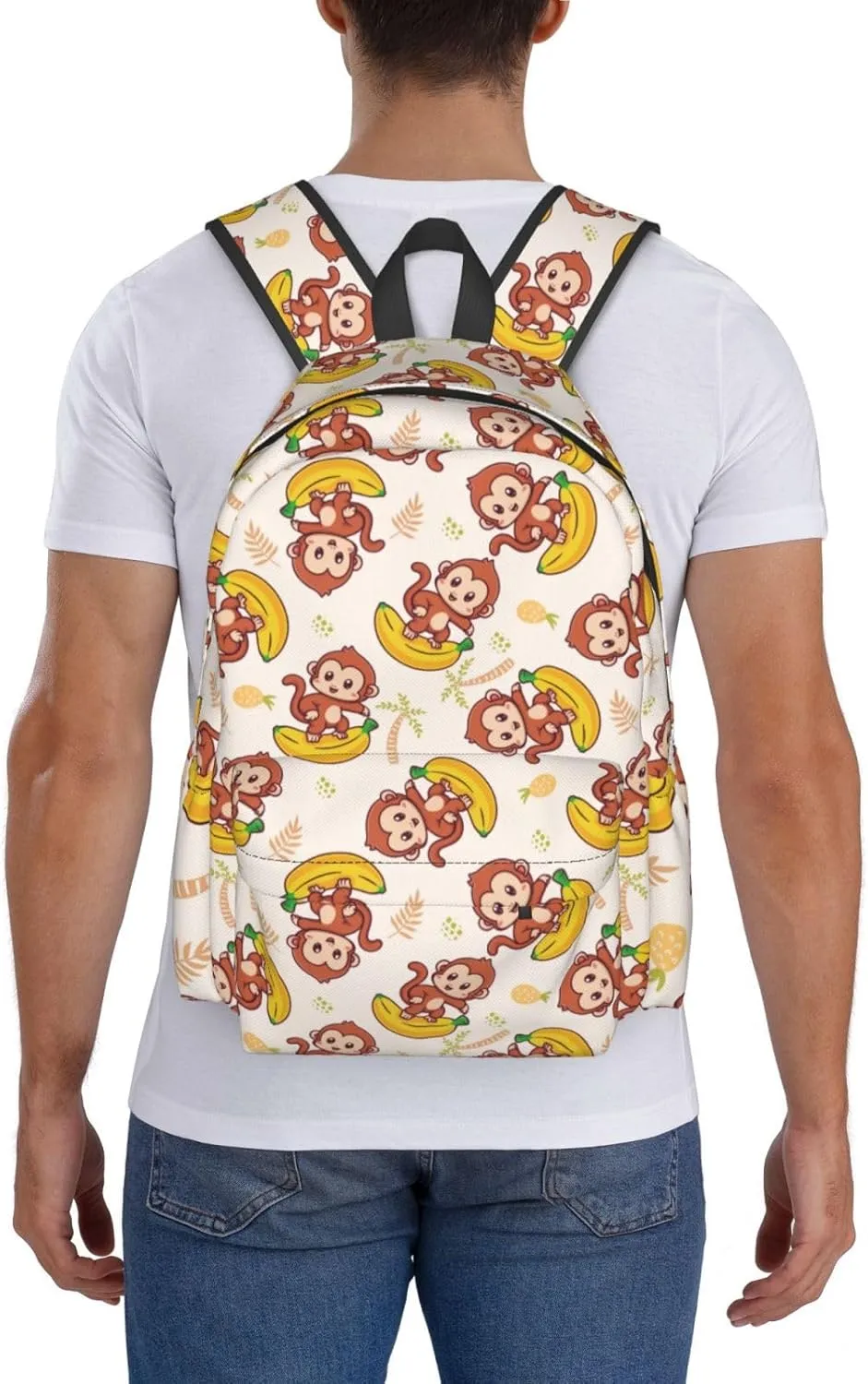 Cute Monkey Banana Multipurpose School Bag Bookbag for Teenage Boys Girls Daily Backpack