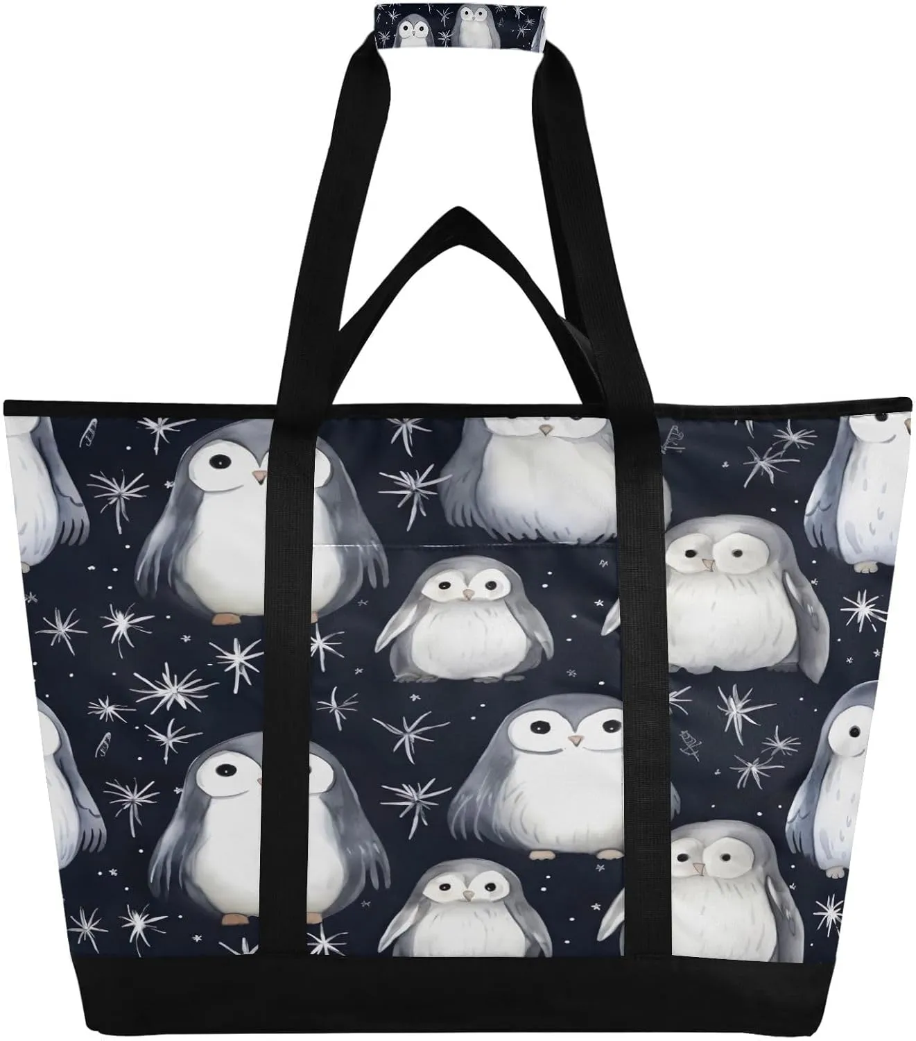 Cute Penguins Reusable Insulated Lunchbox Cooler Bag, Leakproof Kitchen Grocery Bag Collapsible Portable Cooler Tote Bag for Picnic, Camping, Office, Travel