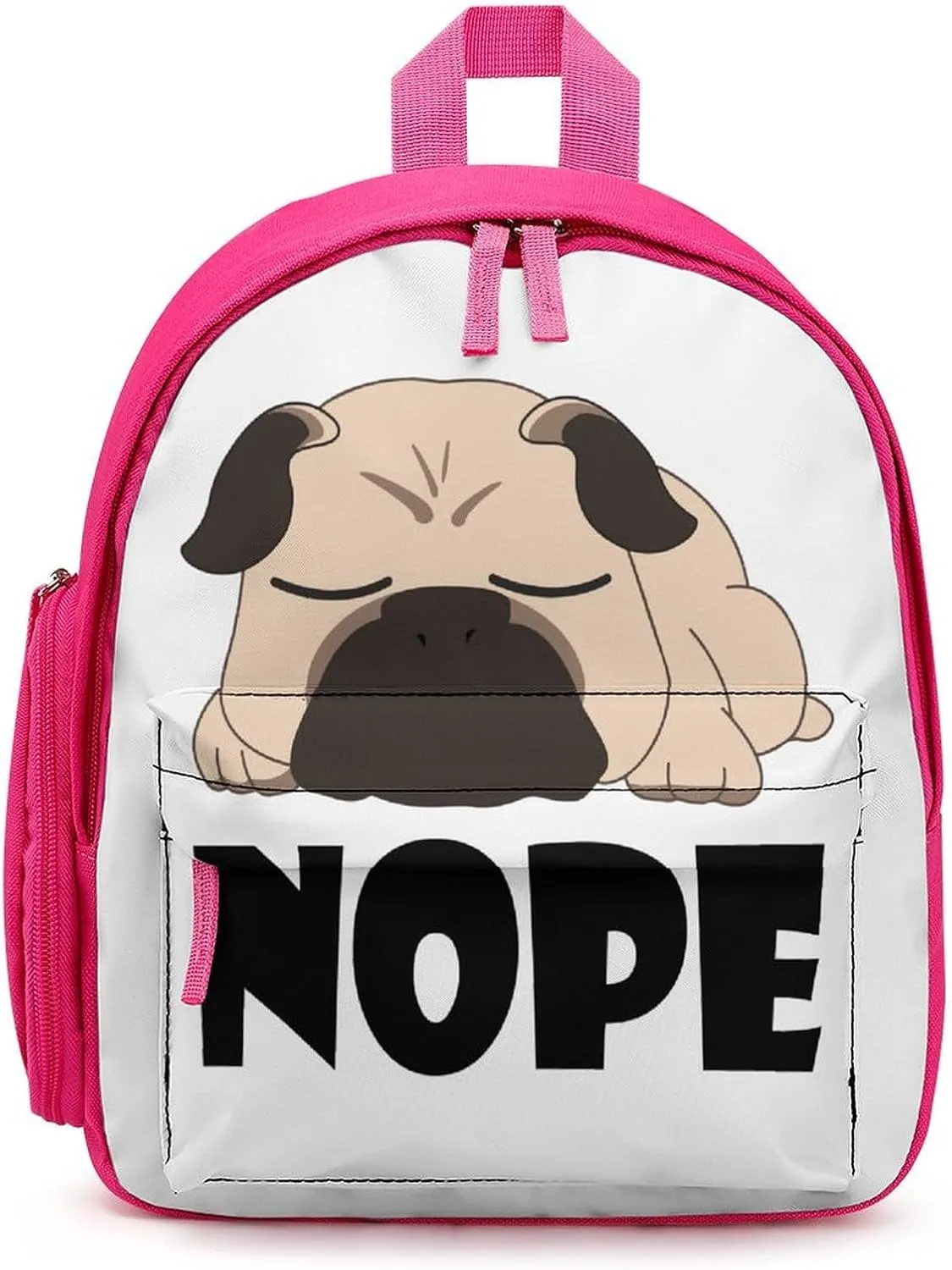 Cute Sleeping Pug Cute Backpack Lightweight Travel Daypack Basic Notebook Bag with Pockets