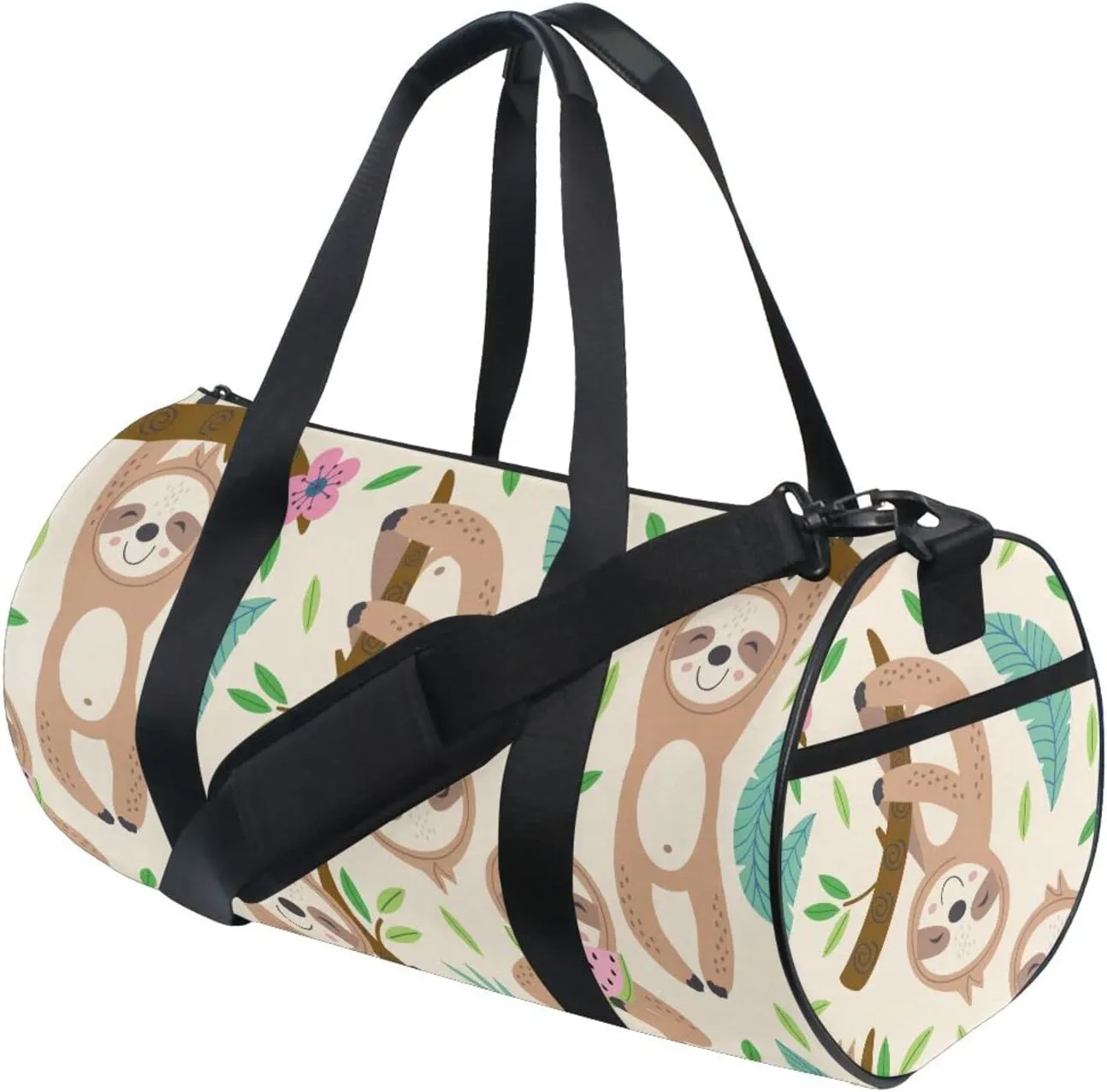 Cute Sloth Round Duffel Sports Bag Lightweight with Inner Pocket Gym Bag for Men Women Duffle Bag for Travel Sports