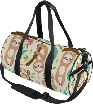 Cute Sloth Round Duffel Sports Bag Lightweight with Inner Pocket Gym Bag for Men Women Duffle Bag for Travel Sports
