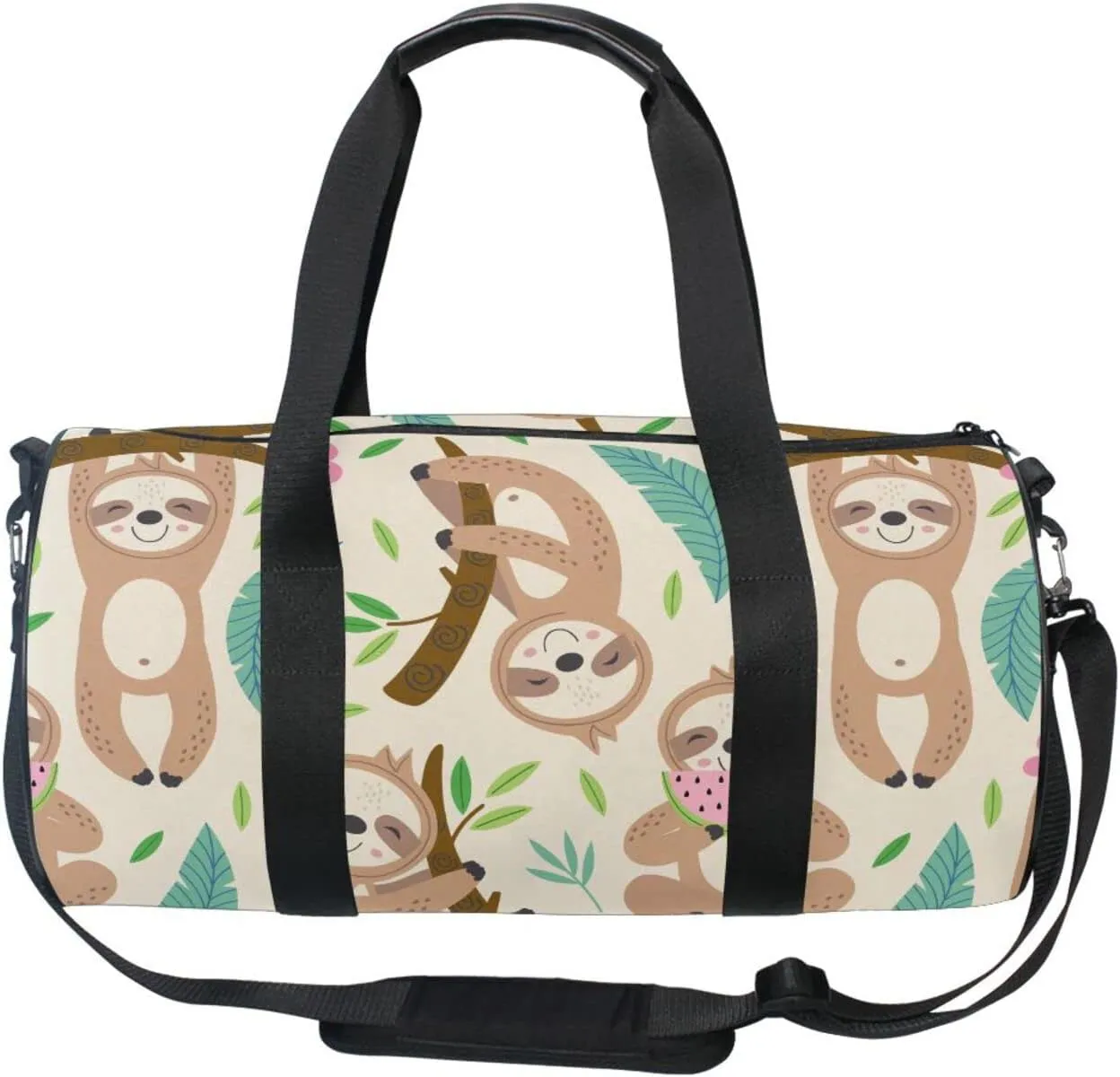 Cute Sloth Round Duffel Sports Bag Lightweight with Inner Pocket Gym Bag for Men Women Duffle Bag for Travel Sports